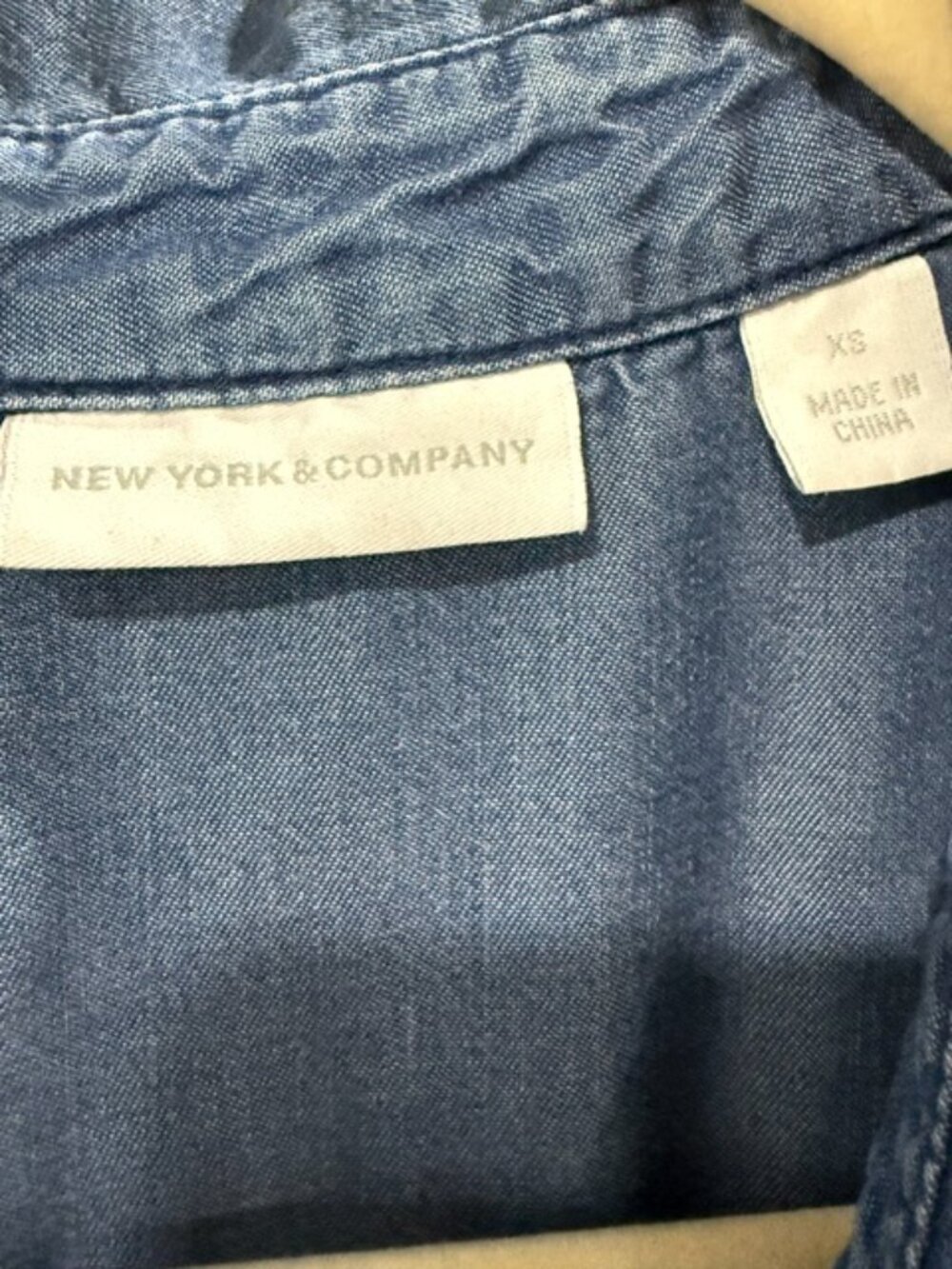 New York & Company XS Chambray Tencel Sleeveless Utility Jumpsuit Button Front - Picture 3 of 10